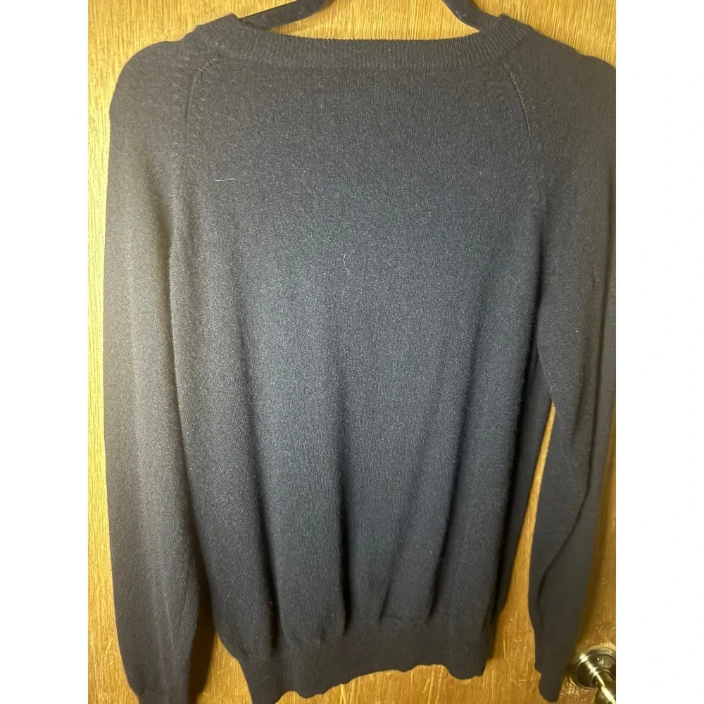 Paolo Mondo Cashmere Sweater Womens Small Black Crewneck 2-Ply Knit Sleeve